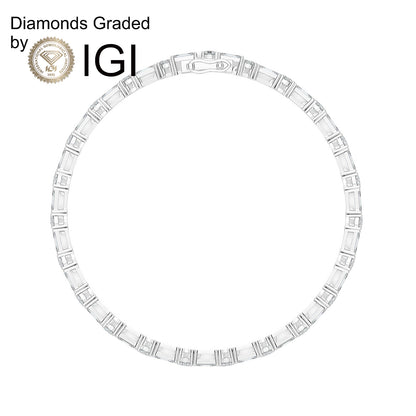 5.92ct Round and Emerald Lab Diamond Tennis Bracelet / D-E/VVS 14K Gold