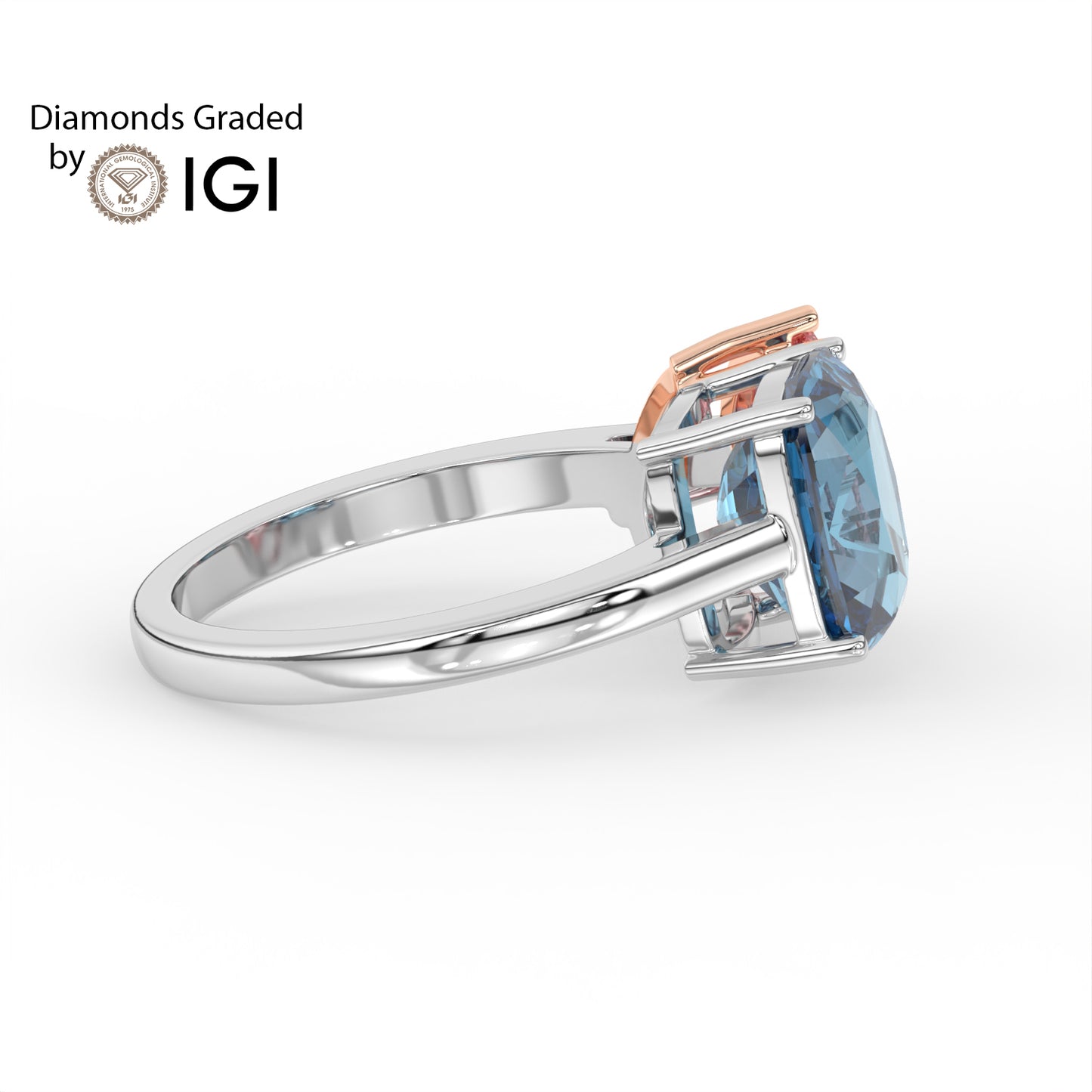 4.5ct Toi et Moi Vivid Blue Cushion and Vivid Pink Pear Lab Diamond Ring - E/VVS 18K Gold