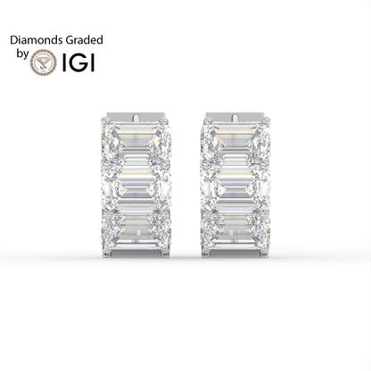 10ct Emerald Huggies Hoop Lab Diamond Earrings E VVS 18K Gold