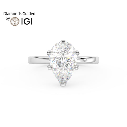 4ct Pear Lab Diamond Solitaire Engagement Ring - E/VVS 18K Gold