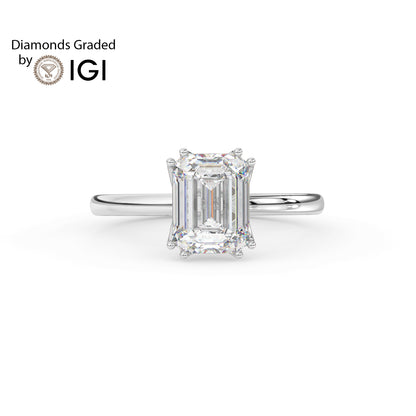 3ct Emerald Lab Diamond Solitaire Engagement Ring - E/VVS Platinum