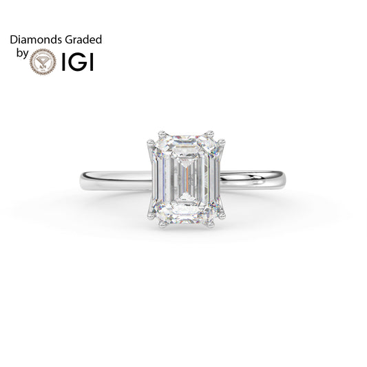 4ct Emerald Lab Diamond Solitaire Engagement Ring - E/VVS 18K Gold