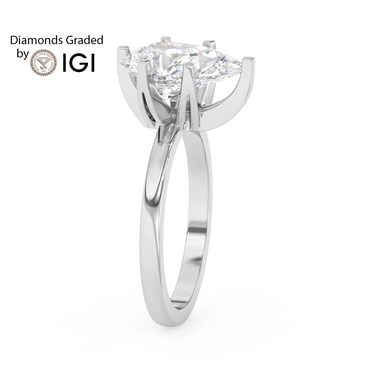 4ct Pear Lab Diamond Solitaire Engagement Ring - E/VVS 18K Gold