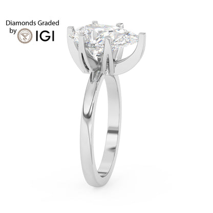 4ct Pear Lab Diamond Solitaire Engagement Ring - E/VVS 18K Gold