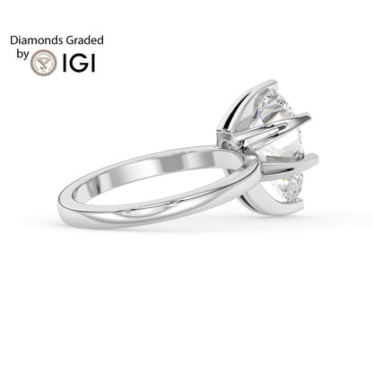 4ct Pear Lab Diamond Solitaire Engagement Ring - E/VVS 18K Gold