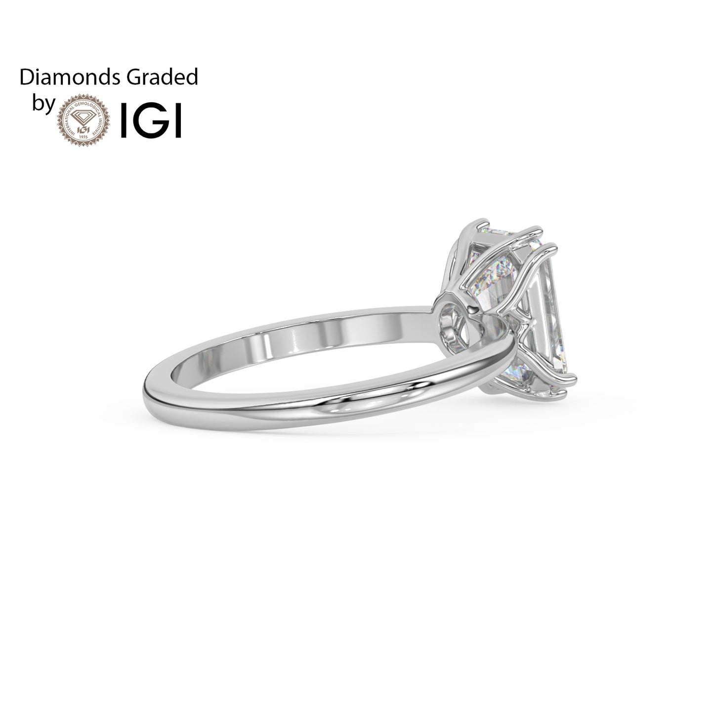 3ct Emerald Lab Diamond Solitaire Engagement Ring - E/VVS Platinum