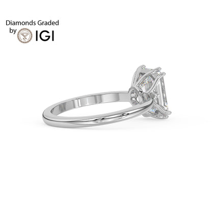 3ct Emerald Lab Diamond Solitaire Engagement Ring - E/VVS Platinum