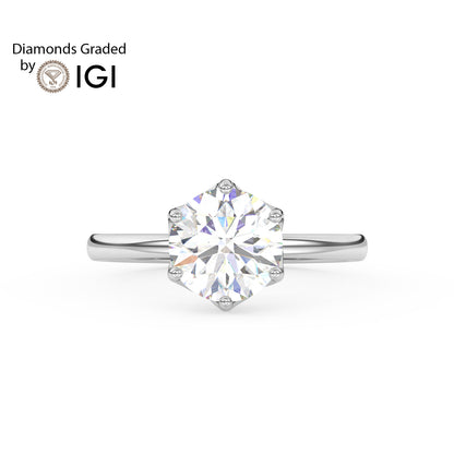 3ct Round Lab Diamond 6 Prong Solitaire Engagement Ring - E/VVS 14K Gold