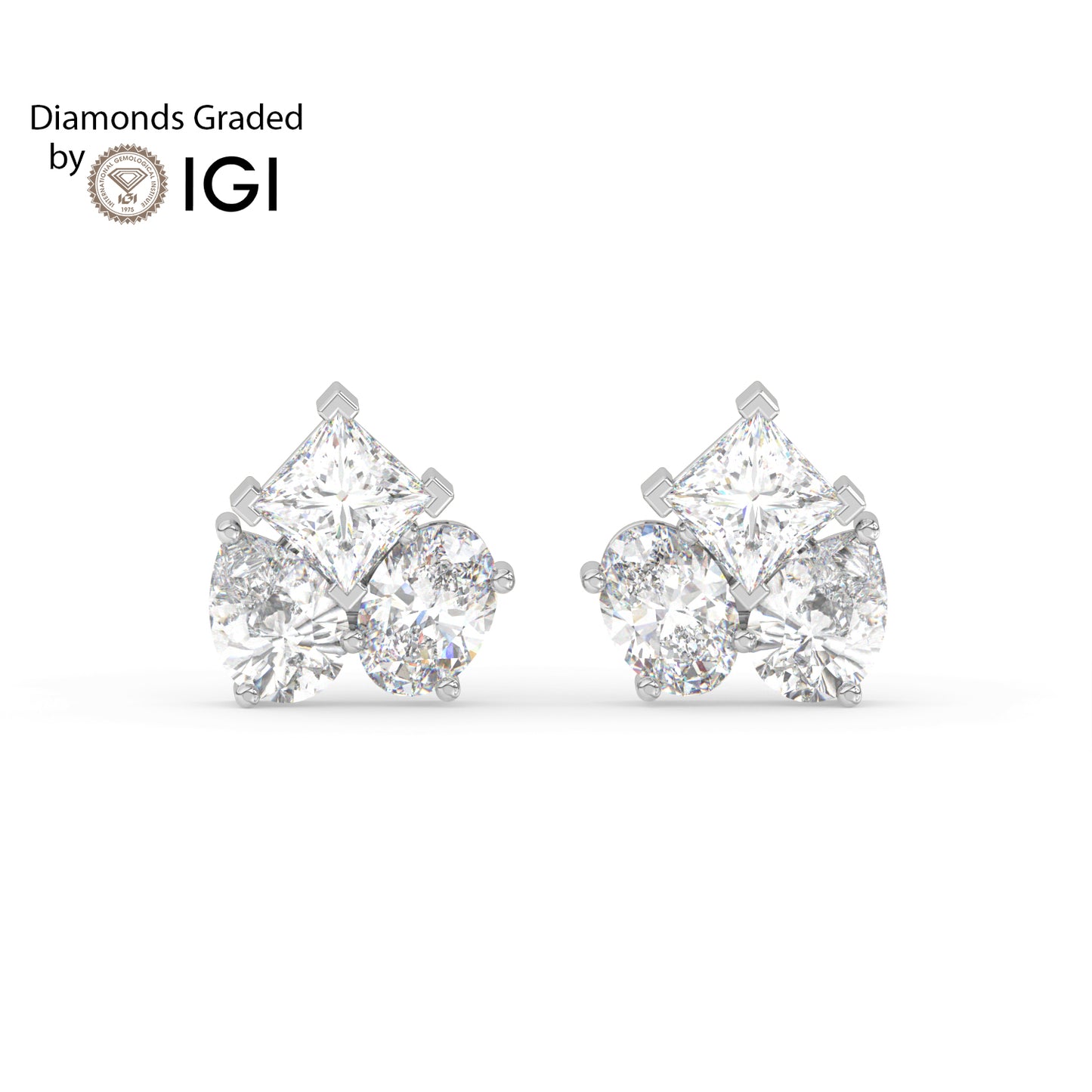 6ct Pear, Oval, and Princess Lab Diamond Earrings E VVS 18K Gold