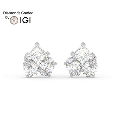 6ct Pear, Oval, and Princess Lab Diamond Earrings E VVS 18K Gold