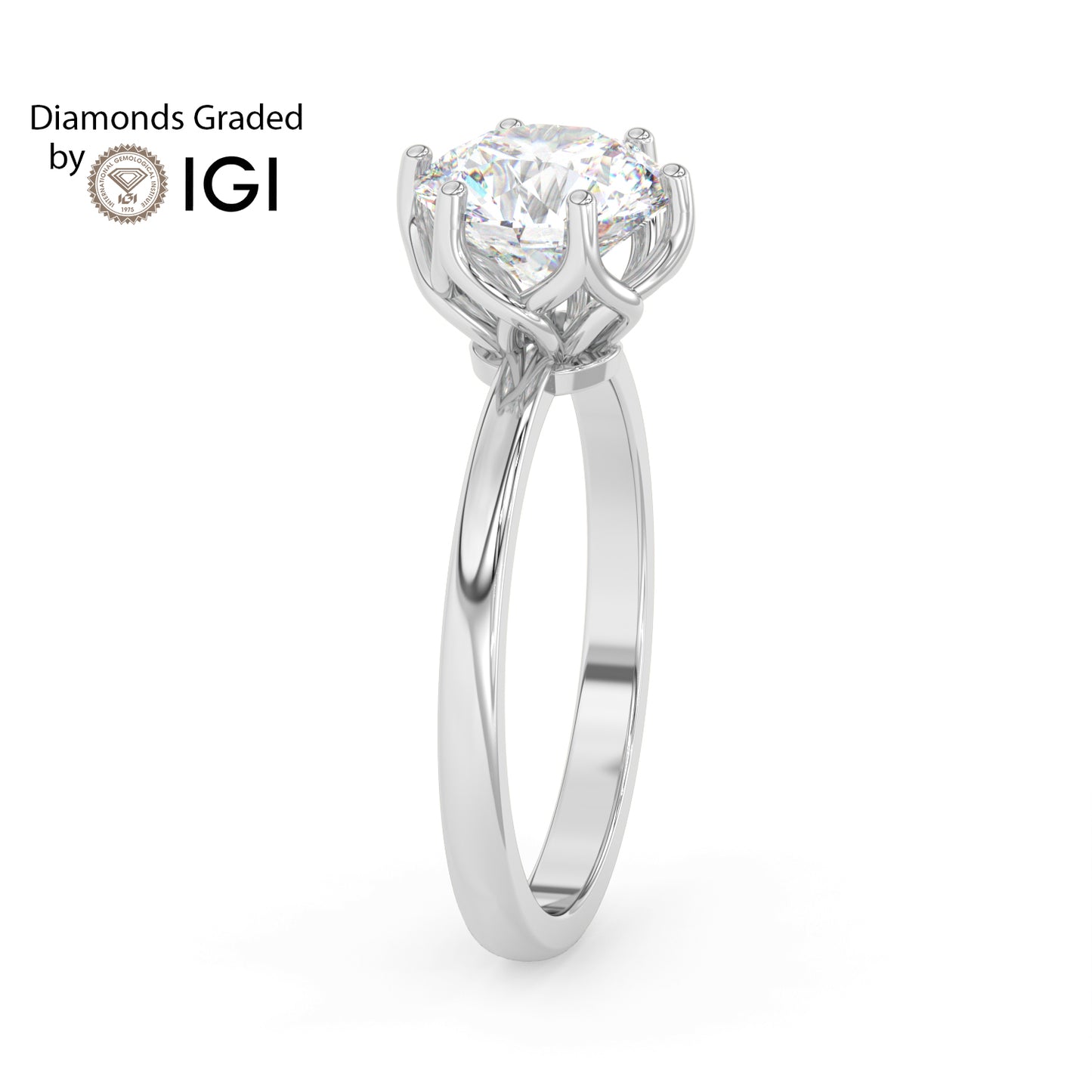3ct Round Lab Diamond 6 Prong Solitaire Engagement Ring - E/VVS 14K Gold