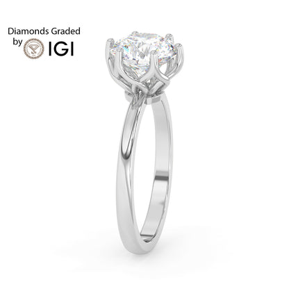3ct Round Lab Diamond 6 Prong Solitaire Engagement Ring - E/VVS 14K Gold
