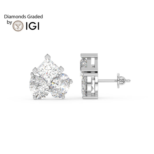 6ct Pear, Oval, and Princess Lab Diamond Earrings E VVS 18K Gold