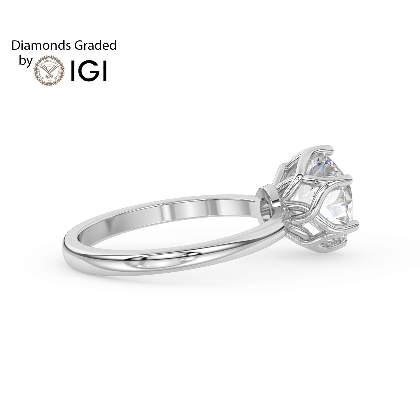 3ct Round Lab Diamond 6 Prong Solitaire Engagement Ring - E/VVS 14K Gold