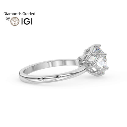 3ct Round Lab Diamond 6 Prong Solitaire Engagement Ring - E/VVS 14K Gold
