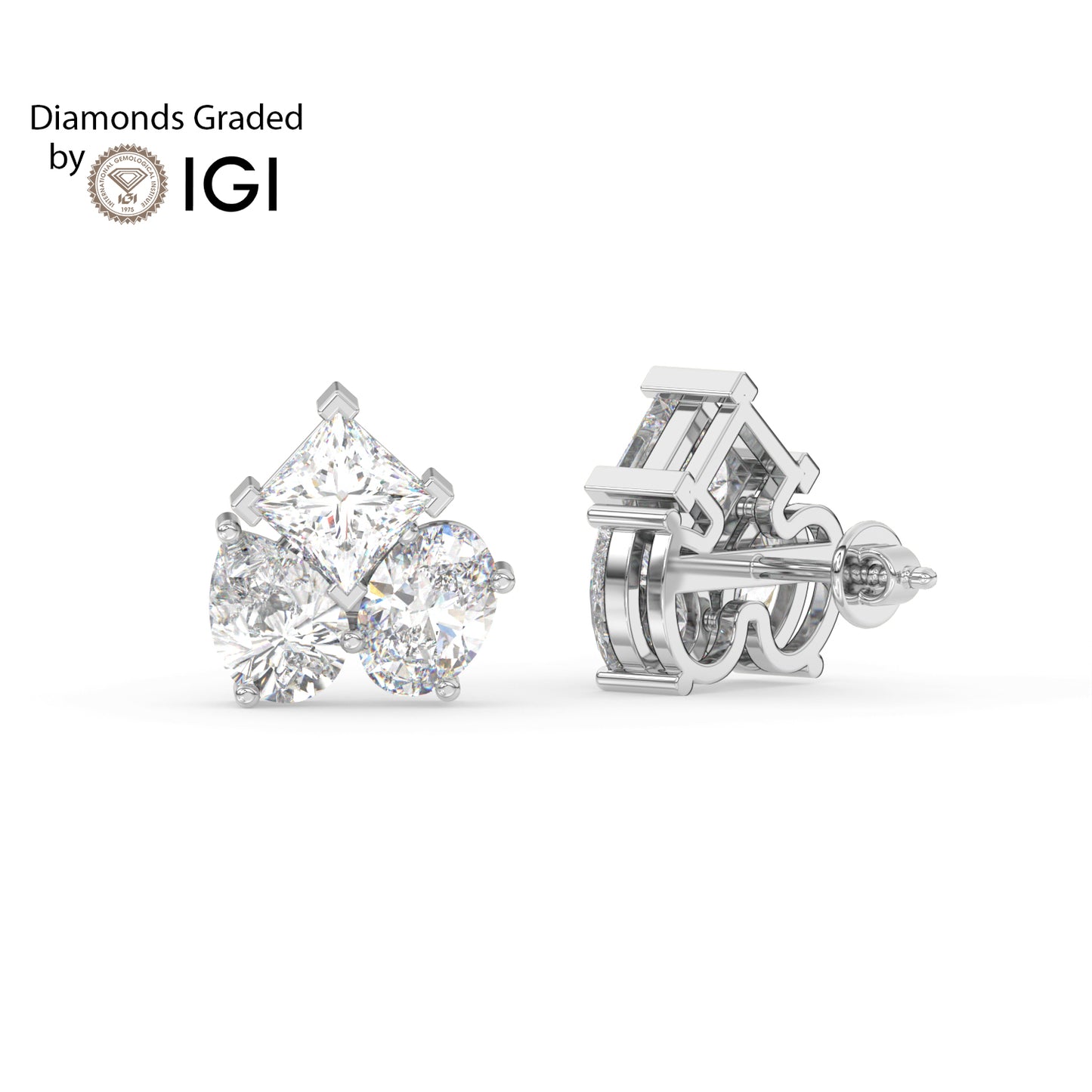 6ct Pear, Oval, and Princess Lab Diamond Earrings E VVS 18K Gold