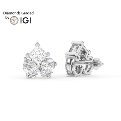 6ct Pear, Oval, and Princess Lab Diamond Earrings E VVS 18K Gold