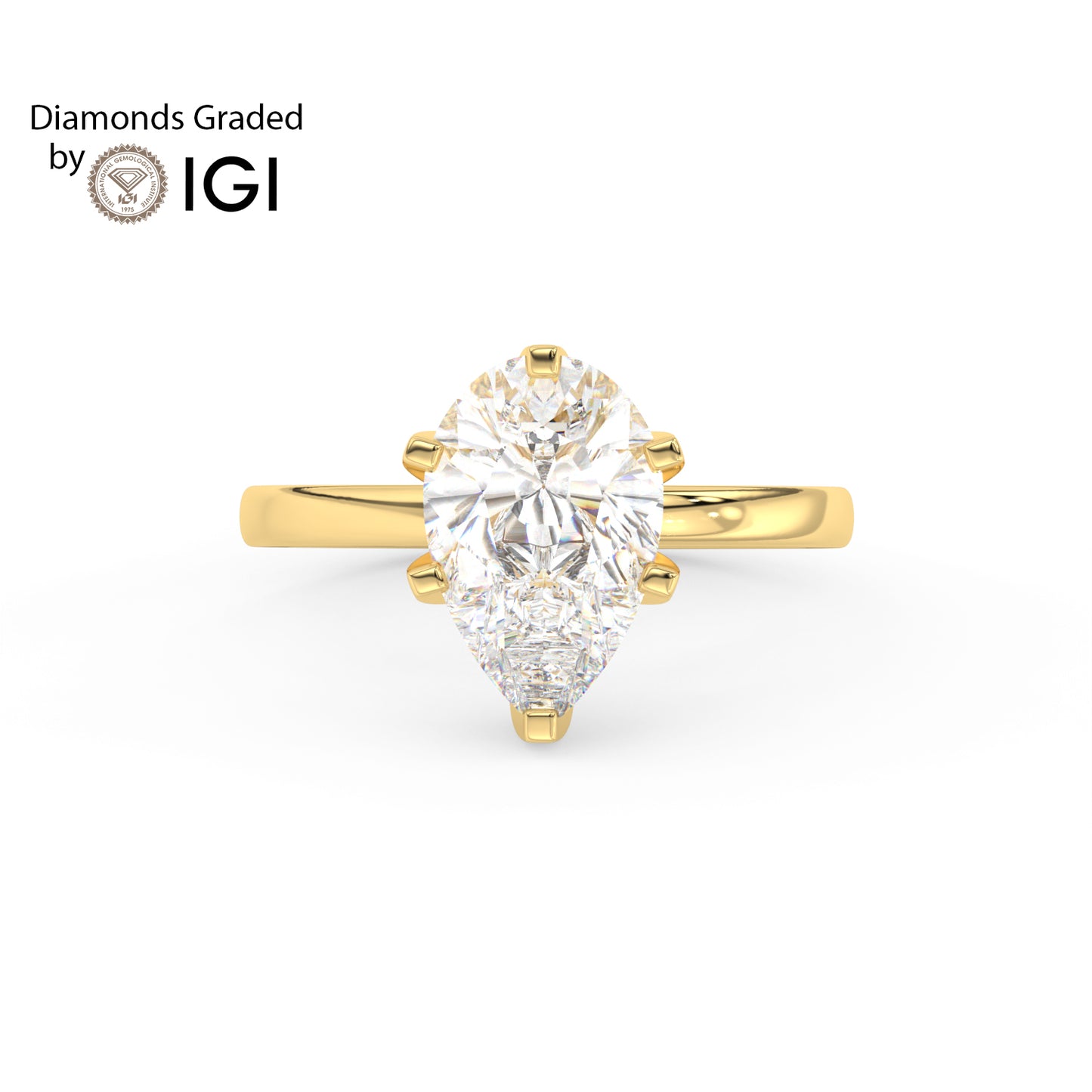 4ct Pear Lab Diamond Solitaire Engagement Ring - E/VVS 18K Gold