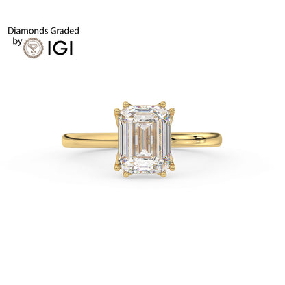 2ct Emerald Lab Diamond Solitaire Engagement Ring - E/VVS 14K Gold
