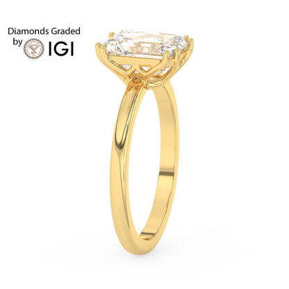 2ct Emerald Lab Diamond Solitaire Engagement Ring - E/VVS 14K Gold