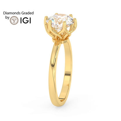 3ct Round Lab Diamond 6 Prong Solitaire Engagement Ring - E/VVS 14K Gold