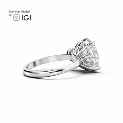 3ct Oval Lab Diamond Trilogy Ring with Round Side Diamonds - E/VVS 18K Gold
