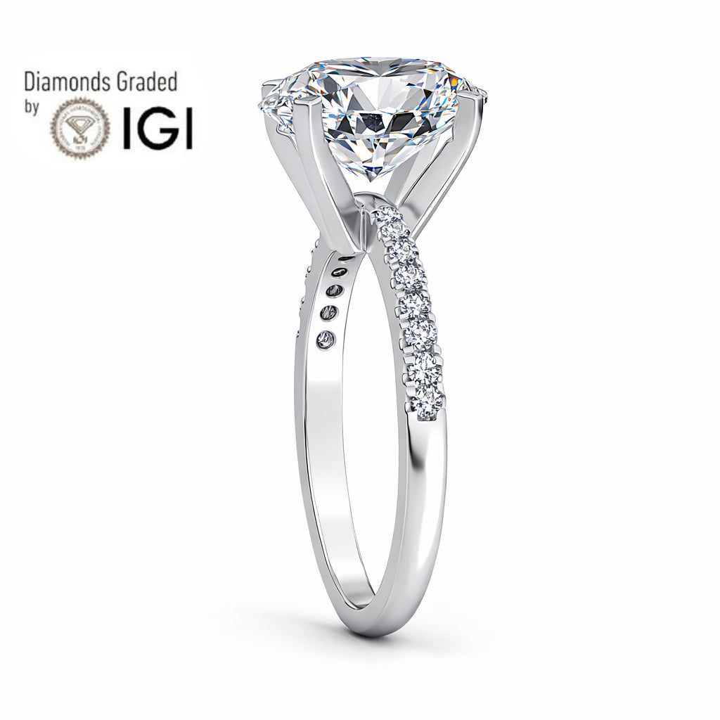 3ct Oval  Lab Diamond Engagement Ring with Diamond Band - E/VVS Platinum