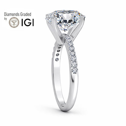 3ct Oval  Lab Diamond Engagement Ring with Diamond Band - E/VVS Platinum