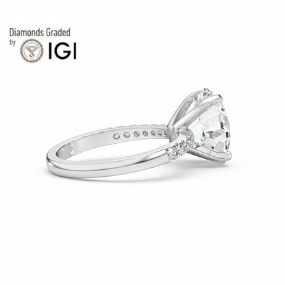 2ct Oval Lab Diamond Engagement Ring with Diamond Band - E/VVS Platinum