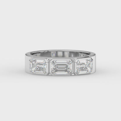 1.5ct Emerald Cut Three-Stone Lab Diamond Men’s Wedding Ring - E/VVS 18K Gold
