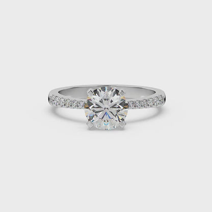 3ct Round Lab Diamond Engagement Ring with Diamond Band - E/VVS 14K Gold