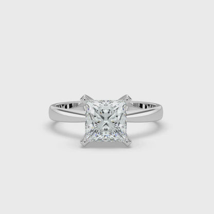 4ct Princess Lab Diamond Solitaire Engagement Ring - E/VVS 14K Gold