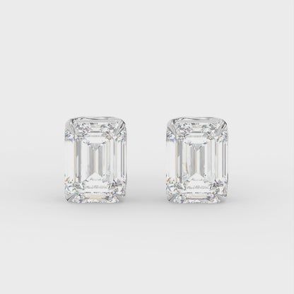 2ct Emerald Lab Diamond Solitaire Stud Earrings - E/VVS 14K Gold