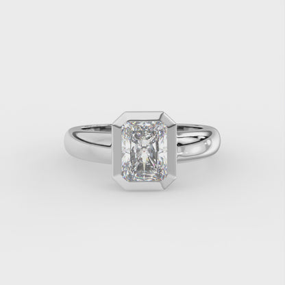 2ct Radiant Bezel Set Lab Diamond Men’s Wedding Ring - E/VVS 18K Gold