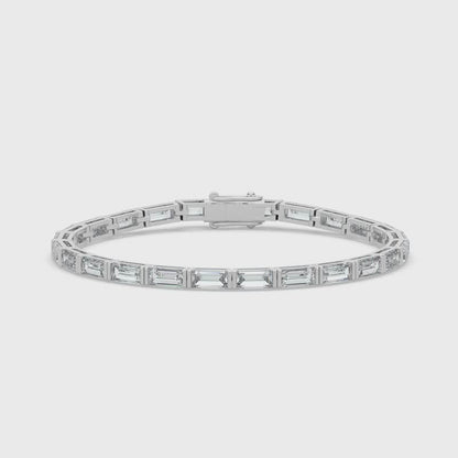8.8ct Baguette Lab Diamond Tennis Bracelet D-E VVS 18K Gold