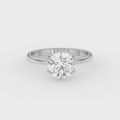 3ct Round Lab Diamond 6 Prong Solitaire Engagement Ring - E/VVS 14K Gold