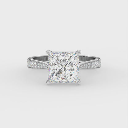 3ct Princess Lab Diamond Engagement Ring with Diamond Band - E/VVS Platinum
