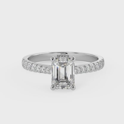 3ct Emerald Lab Diamond Engagement Ring with Diamond Band - E/VVS Platinum