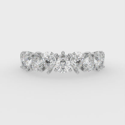 3.1ct Pear Alternating Lab Diamond Half Eternity Wedding Ring - E/VVS 14K Gold