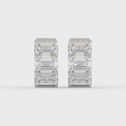 10ct Emerald Huggies Hoop Lab Diamond Earrings E VVS 18K Gold