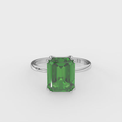 3ct Emerald Lab Emerald Solitaire Ring 18K Gold