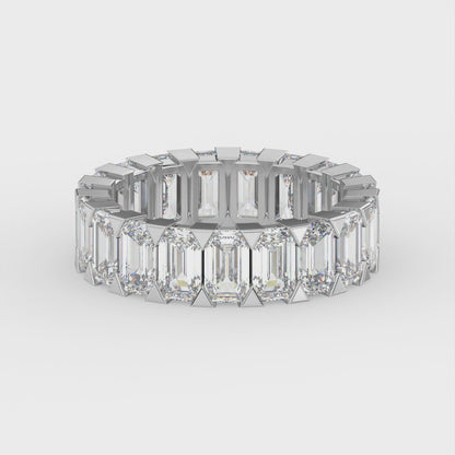 4.8ct Emerald Cut Lab Diamond Eternity Wedding Ring - E/VVS 18K Gold