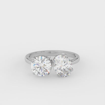 4ct Toi et Moi Round and Oval Lab Diamond Ring - E/VVS Platinum
