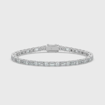 5.92ct Round and Emerald Lab Diamond Tennis Bracelet D-E VVS 18K Gold