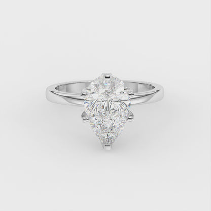 4ct Pear Lab Diamond Solitaire Engagement Ring - E/VVS 18K Gold