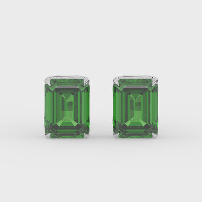 2ct Emerald Lab Emerald Solitaire Stud Earrings - AAA 14K Gold