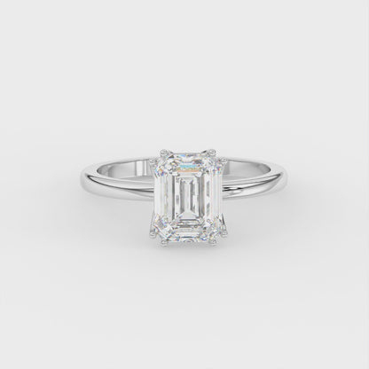 3ct Emerald Lab Diamond Solitaire Engagement Ring - E/VVS Platinum