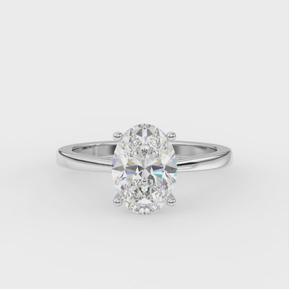 4ct Oval Lab Diamond Solitaire Engagement Ring - E/VVS 18K Gold