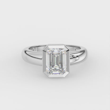 2ct Emerald Bezel Set Lab Diamond Men’s Wedding Ring - E/VVS 18K Gold