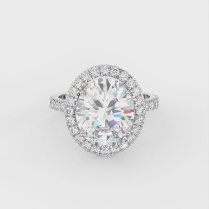 3ct Oval Lab Diamond Halo Engagement Ring - E/VVS Platinum